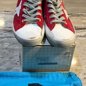 Brand New GOLDEN GOOSE FRANCY HIGH TOP SNEAKERS RED SUEDE SIZE 33 NEW w/BOX